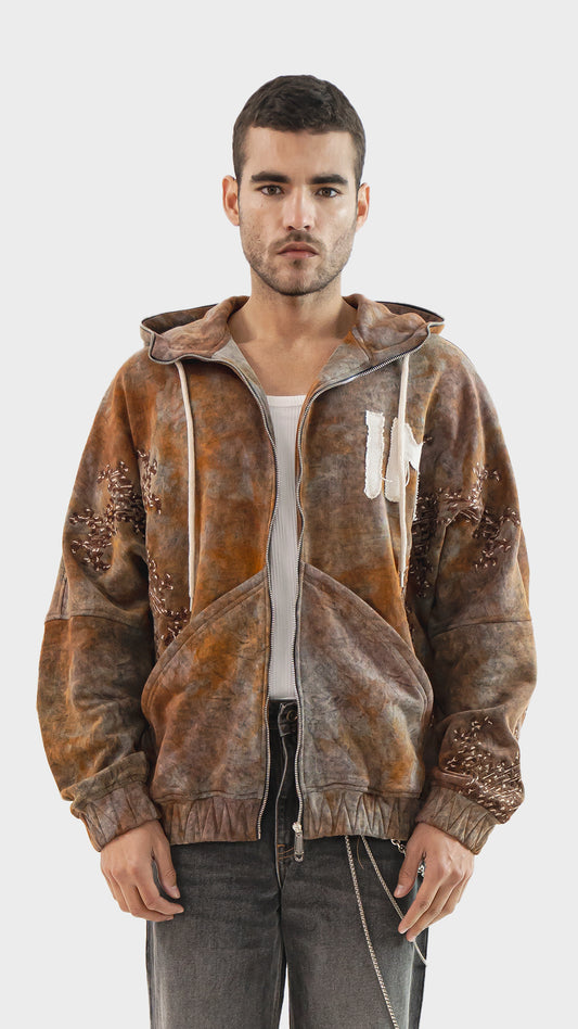 ZIP-UP RUSTIC HOODIE