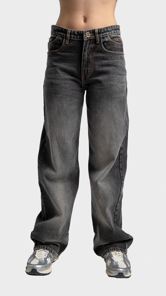 Incroy & Merv women's baggy loose fit smoked grey denim jeans.