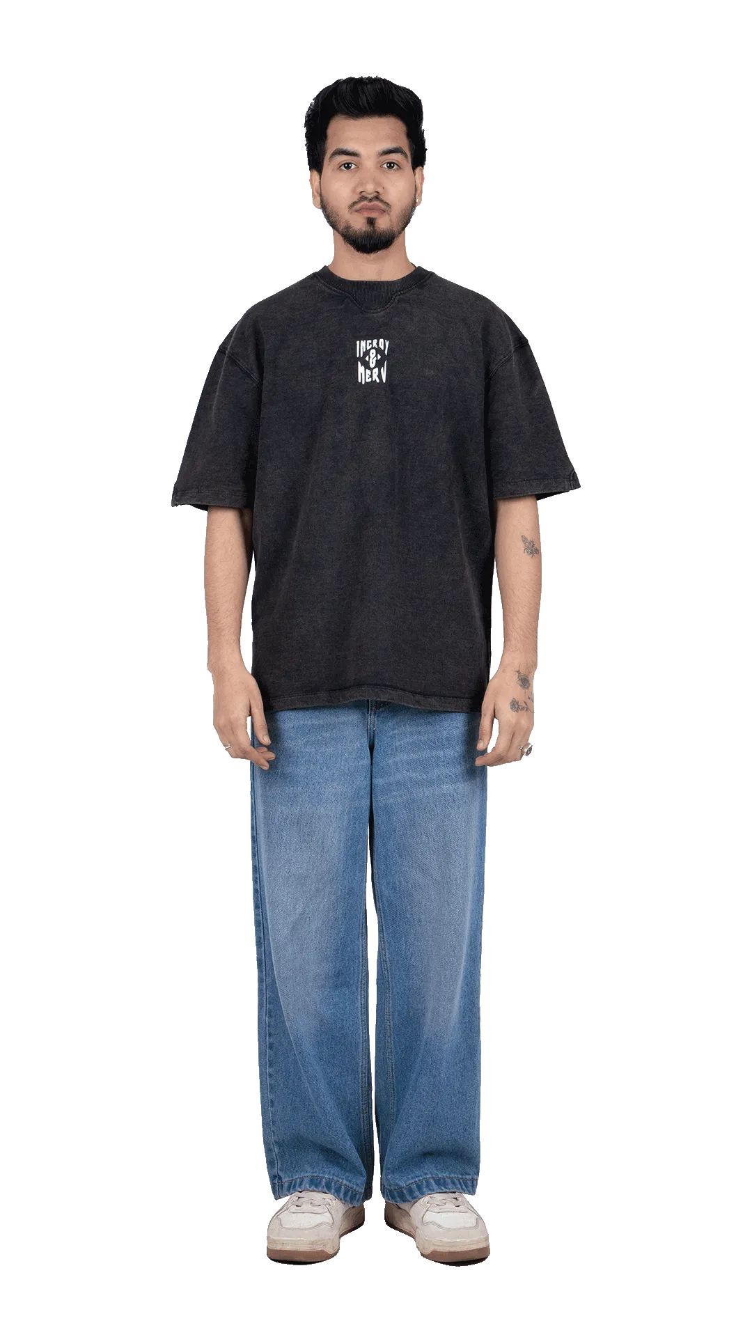 Oversized graphic t-shirt by Incroy Merv. Agile streetwear t-shirt in washed black cotton styled with baggy jeans.