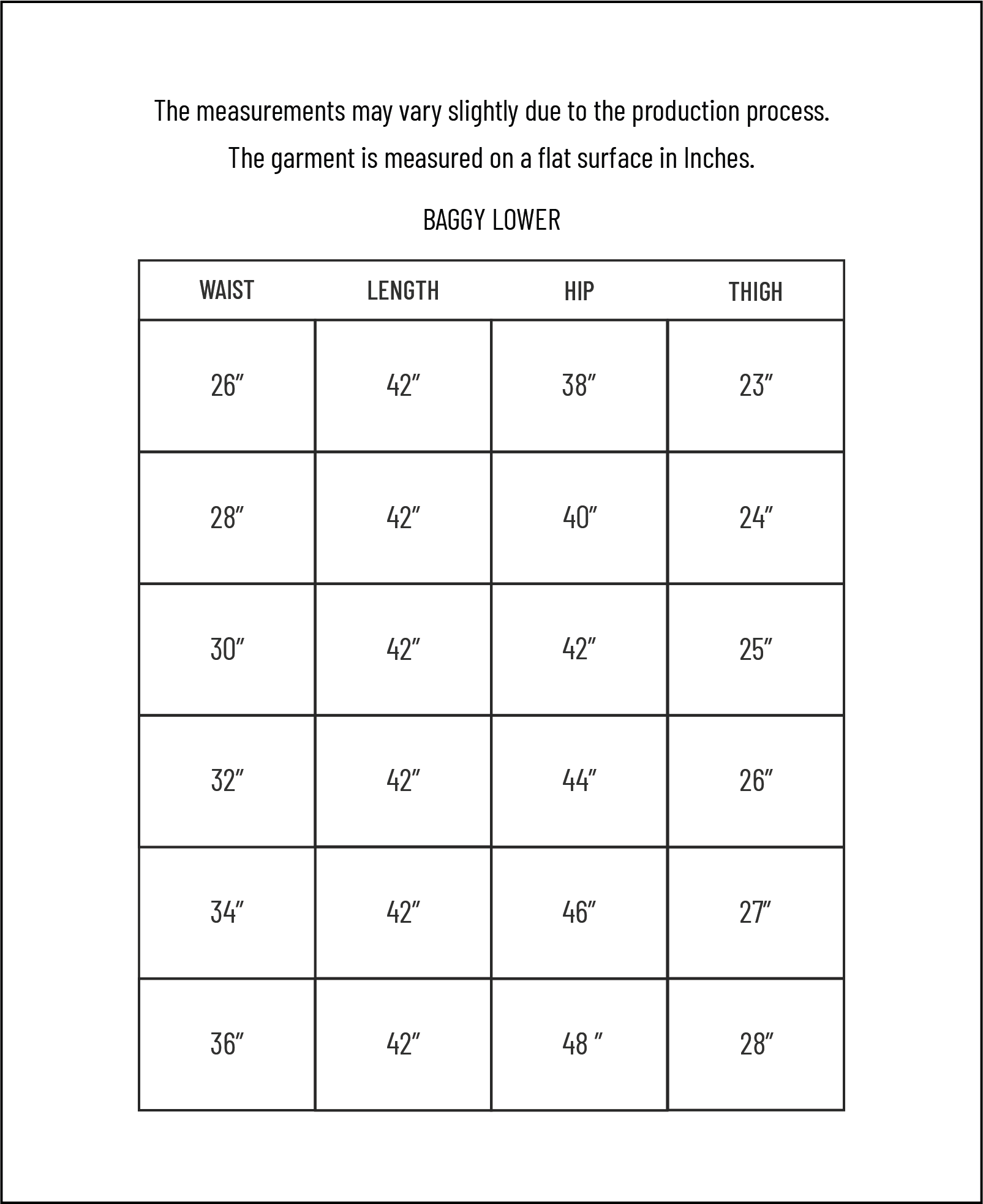 Size Chart