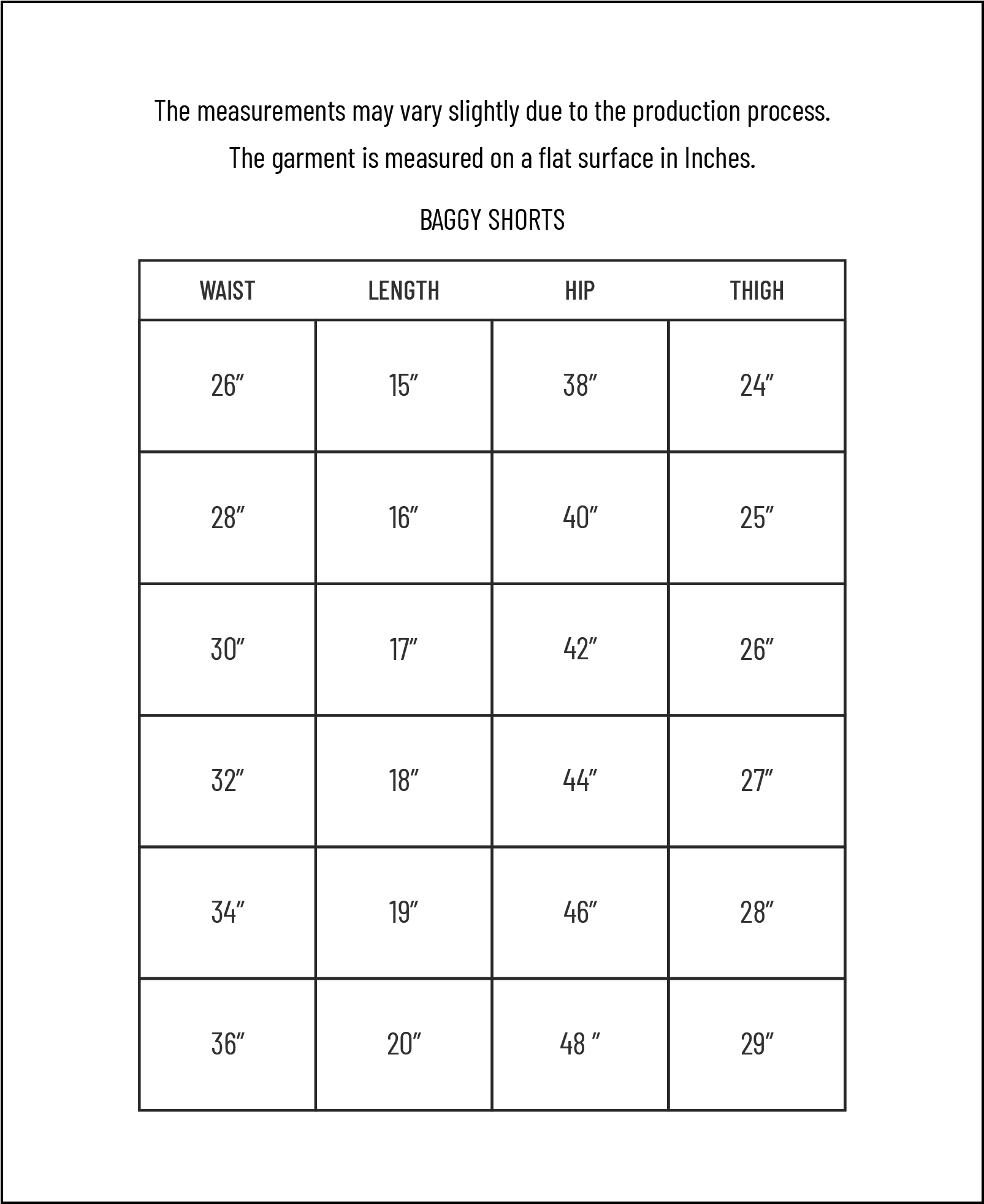 Size Chart