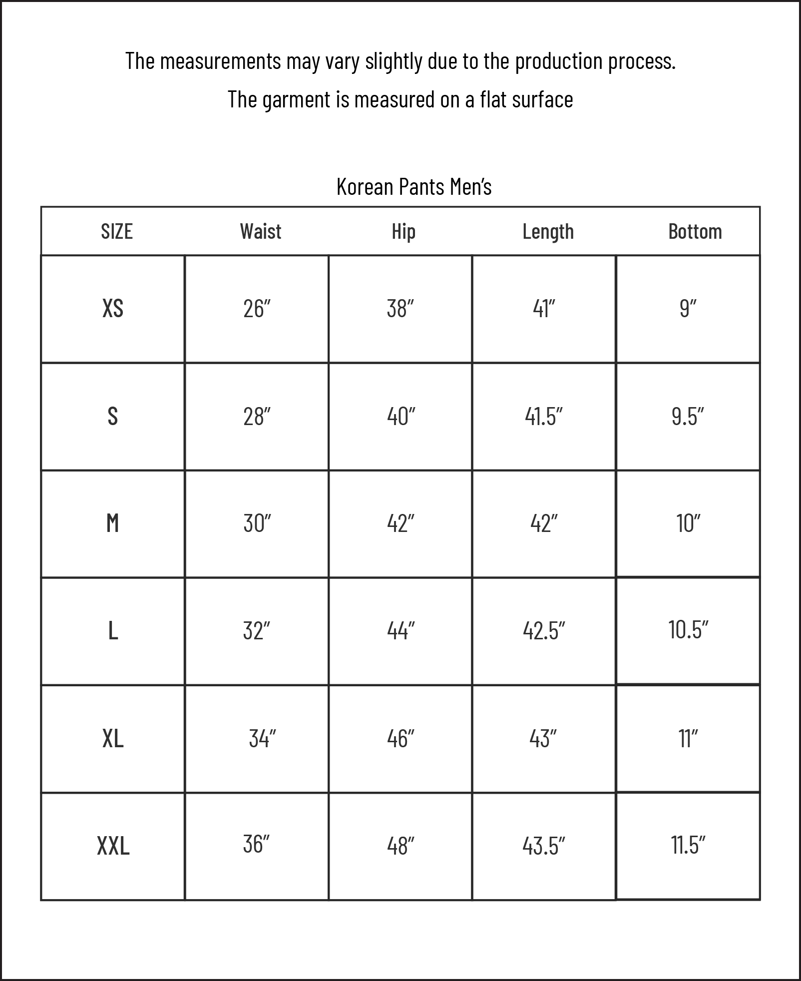 Size Chart
