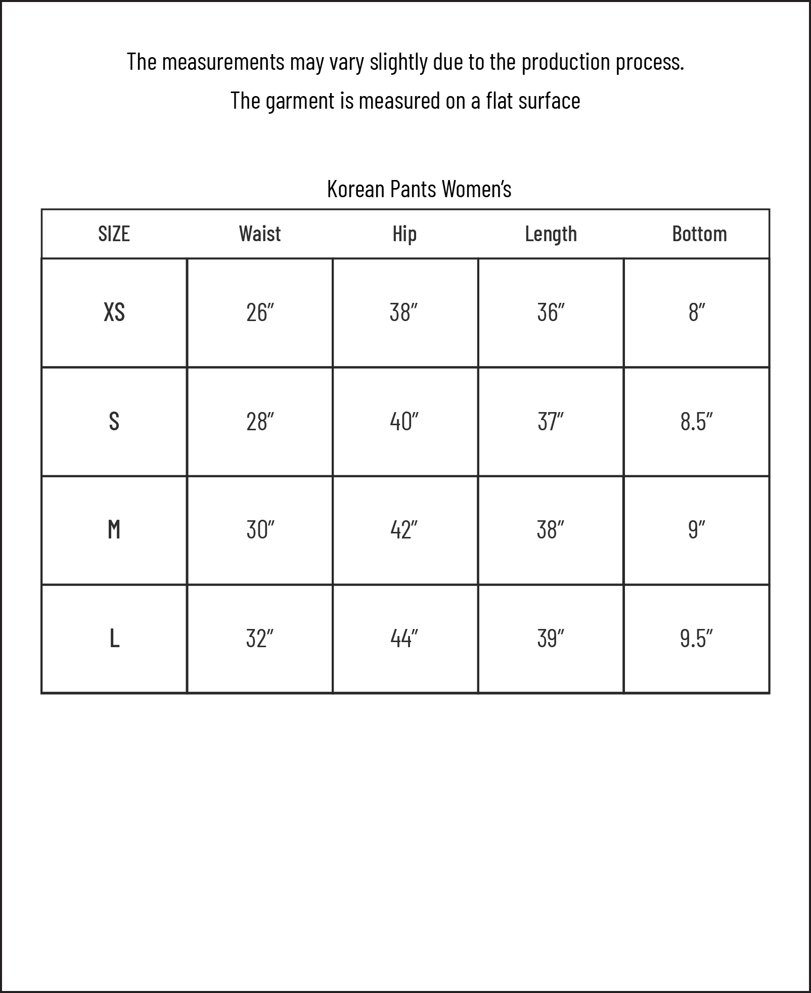Size Chart