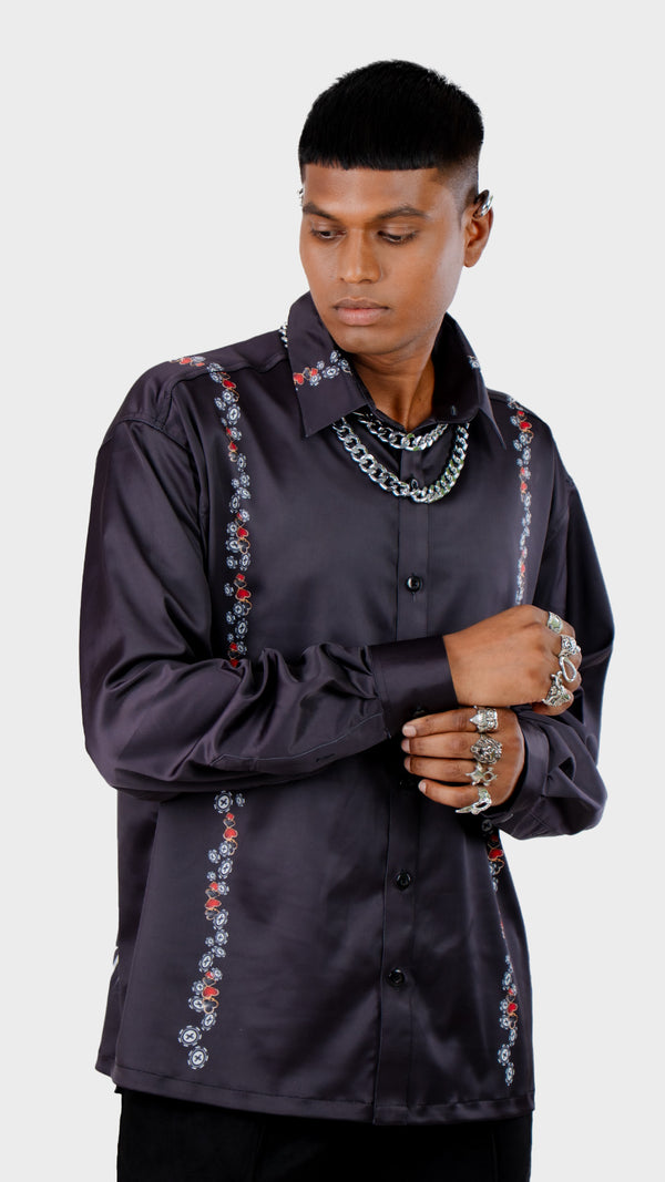 Four of a Kind Poker Satin Shirt for Men