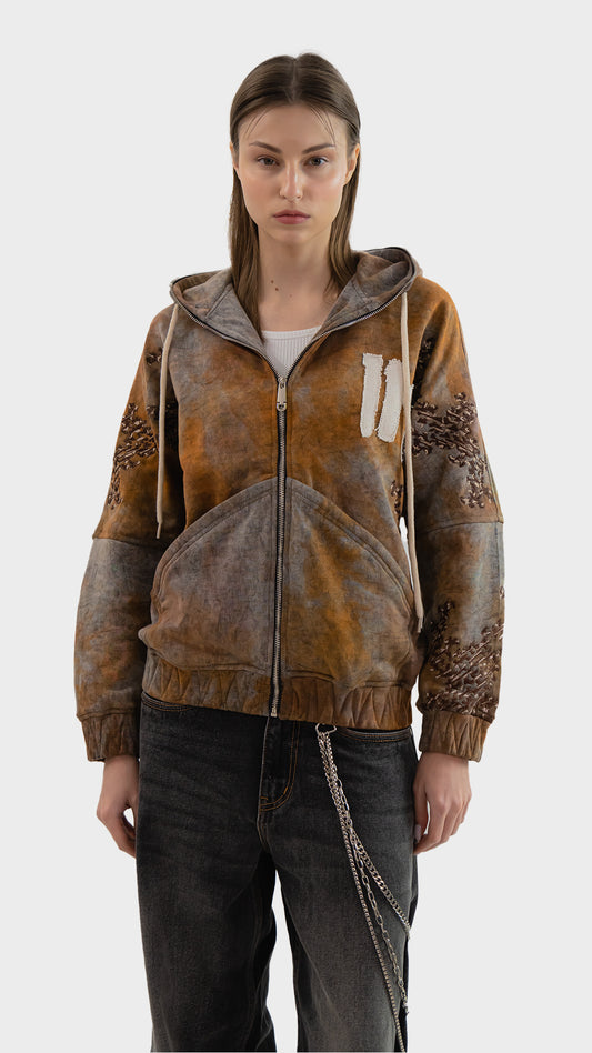 ZIP-UP RUSTIC HOODIE
