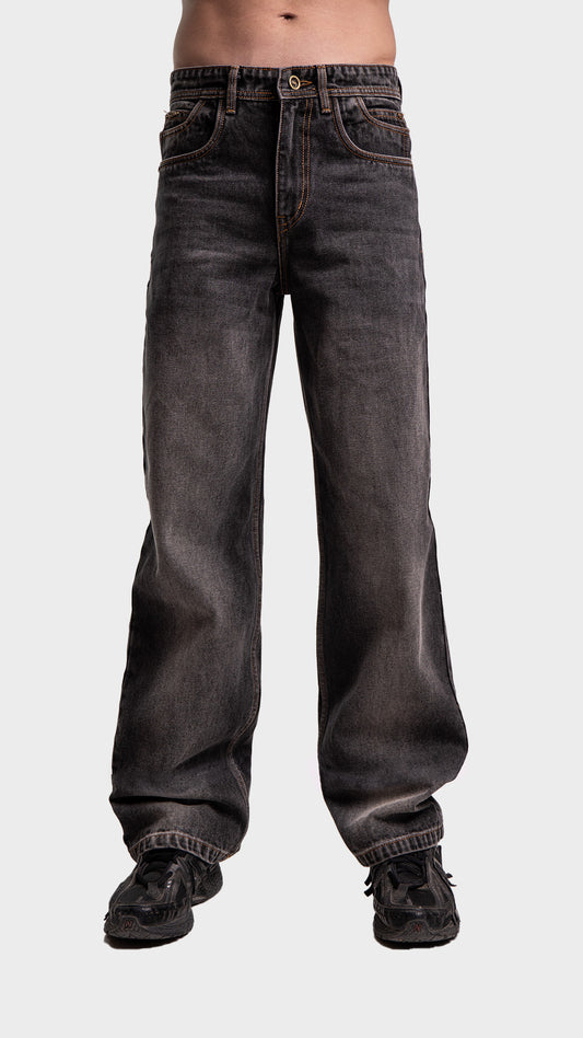 Incroy & Merv men's baggy loose fit smoked grey denim jeans.