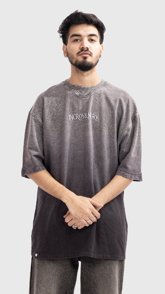 Incroy & Merv men's oversized streetwear t-shirt in vanished charcoal grey wash